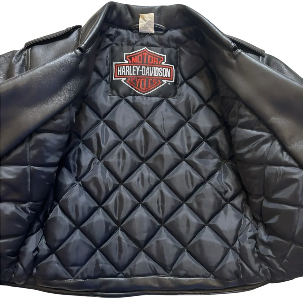 Harley-Davidson Kid’s Black Faux Leather Jacket Size 6 - Picture 8 of 8